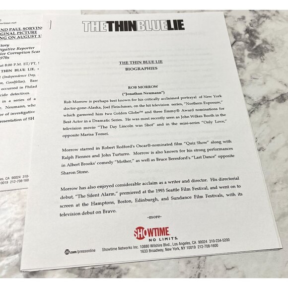 Showtime Movie Press Kit The Thin Blue Line 2000 Randy Quaid Paul Sorvino - Picture 5 of 11